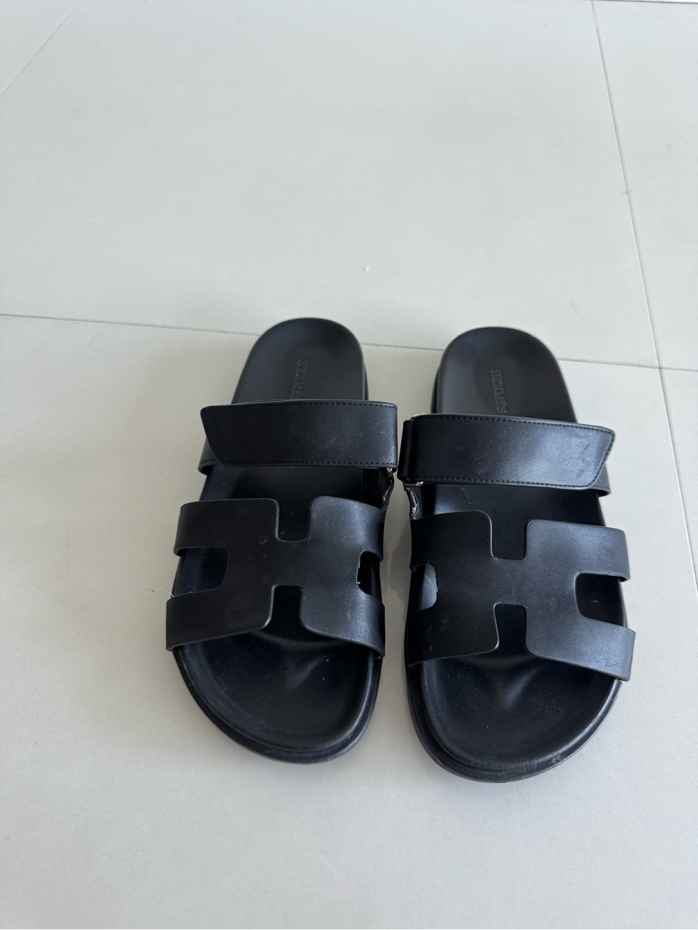 Hermes Women's Black Slide Sandals with Cutout H-Strap